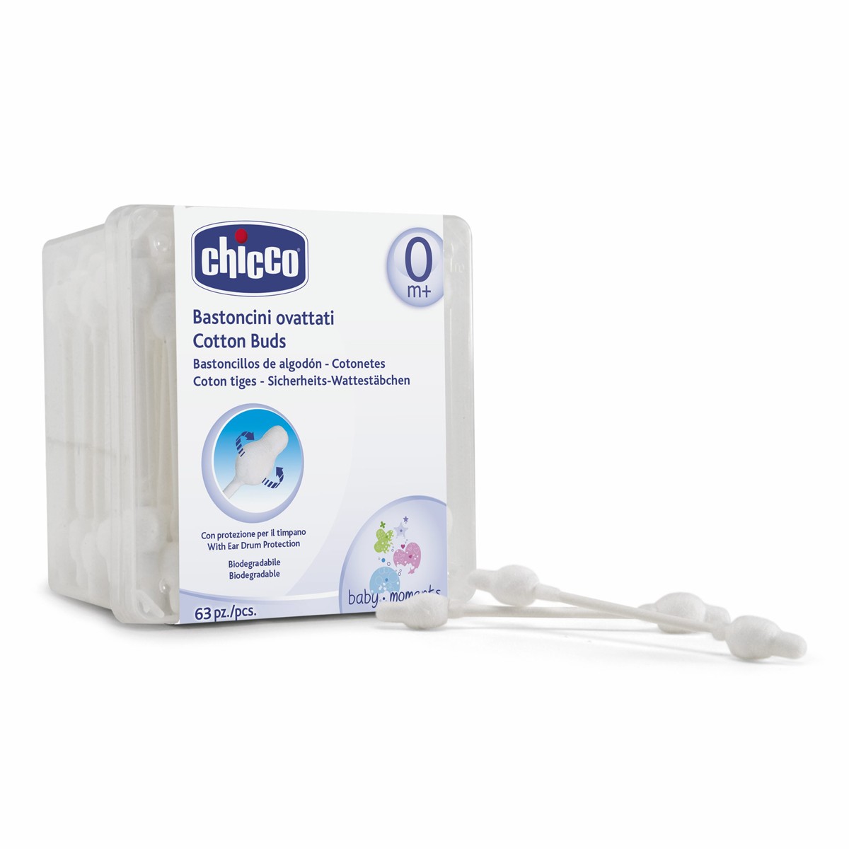 Chicco bastoncillos con protección para el tímpano 60u