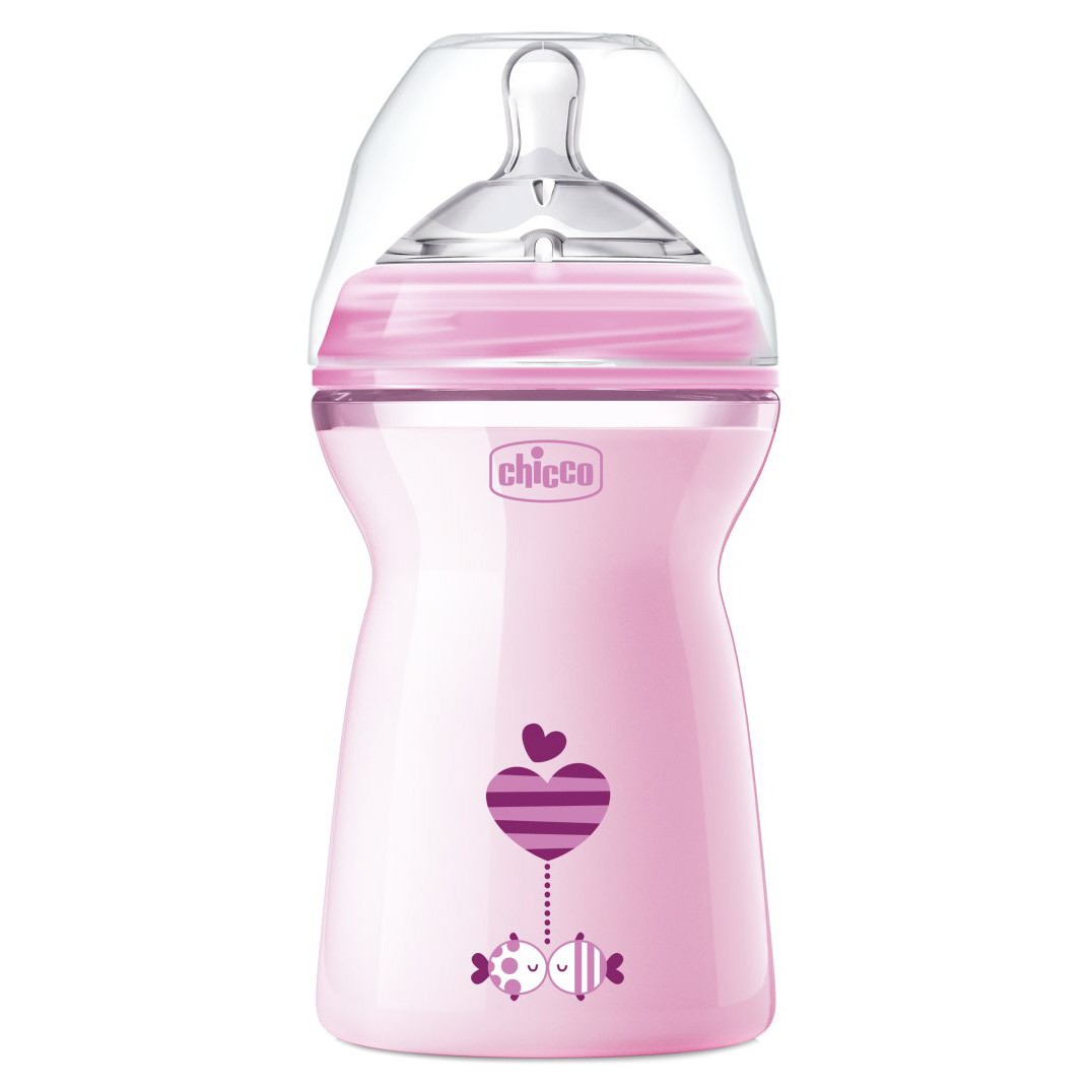 Chicco Natural Feeling biberón rosa 6m 330 ml