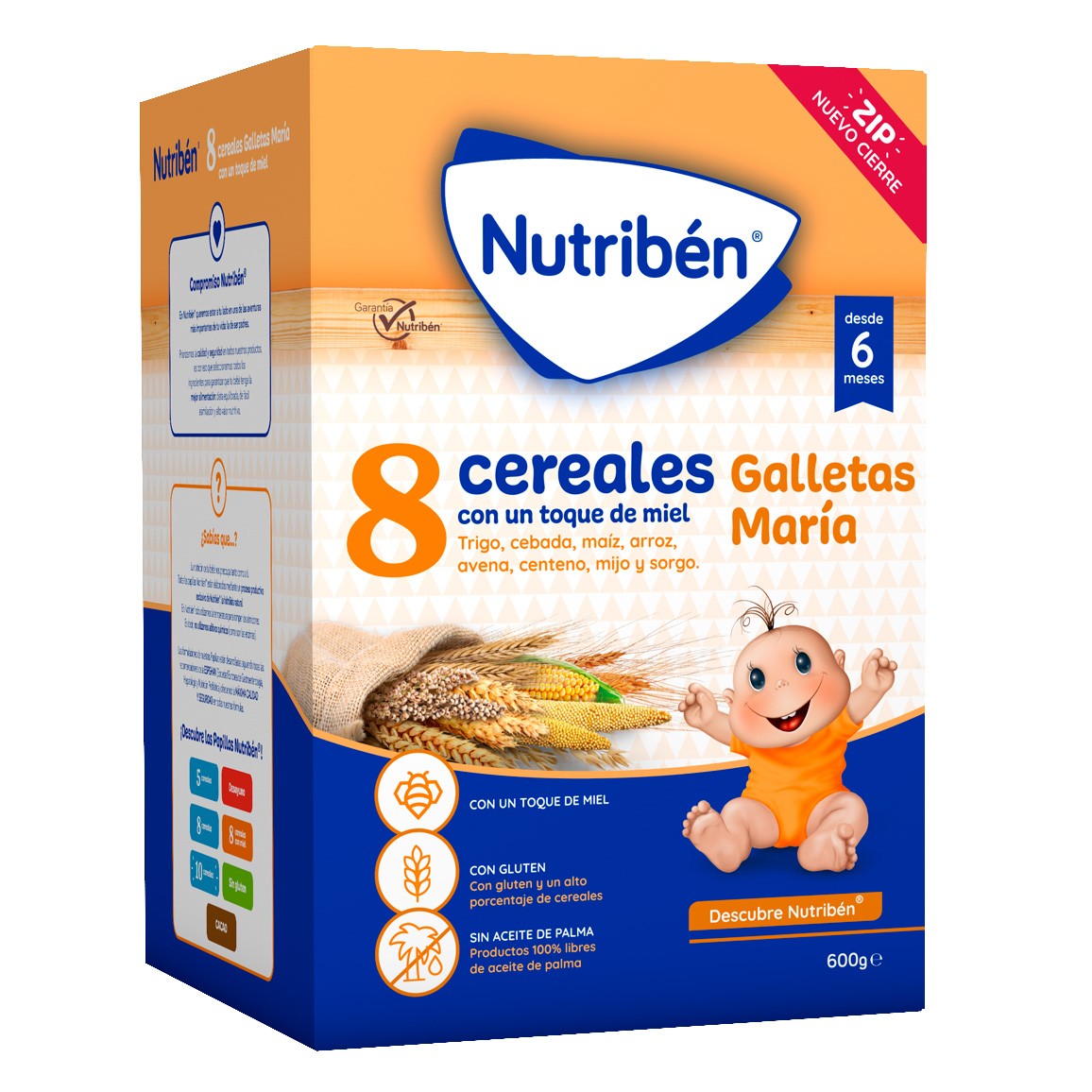 Nutribén 8 cereales y miel galletas maría 600gr