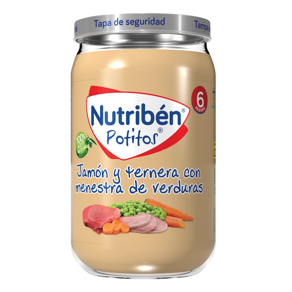 Nutribén Potito jamón, ternera y menestra de verduras 235gr